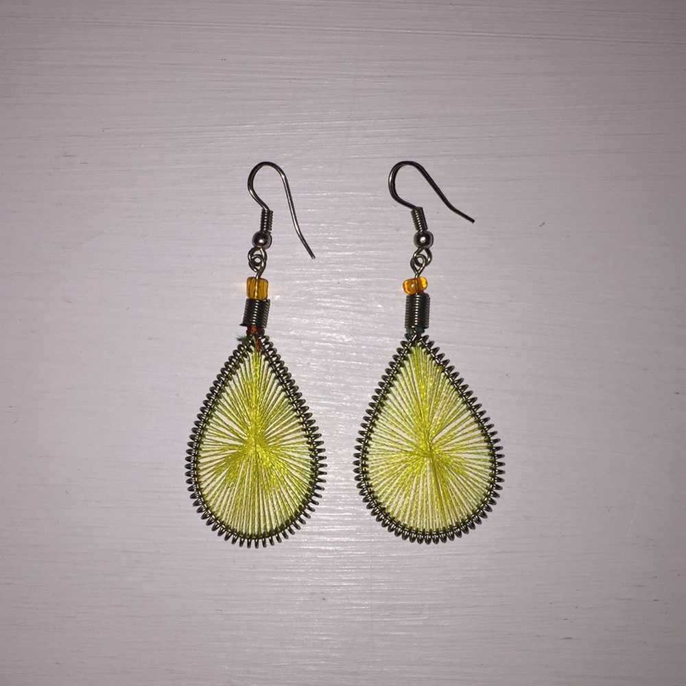 Yellow & Silver Dangle Earrings